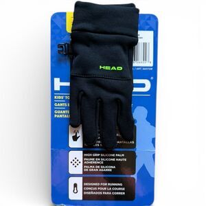 New Youth Kids Boys Unisex HEAD Black & Yellow Touchscreen Grip Gloves - Sz S